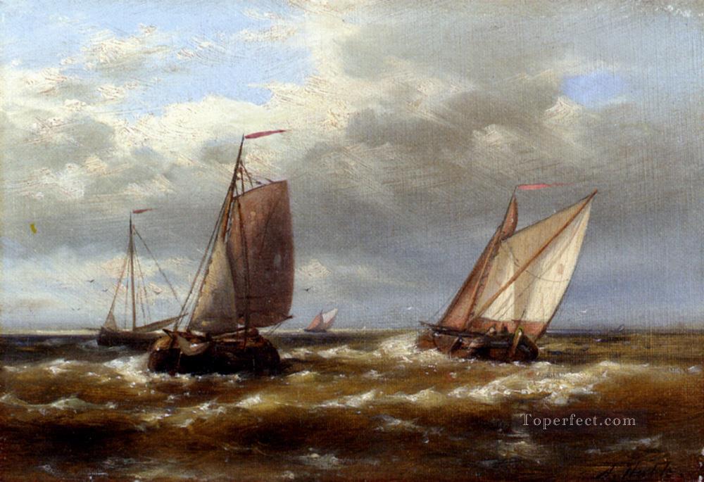 チョッピー・ウォーターズのアブラハム・ハルク・シニアのボートの海の風景油絵